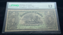 1897 Dominion of Canada $1 Note PMG Fine 12 JM Courtney DC-12 - $1,485.00