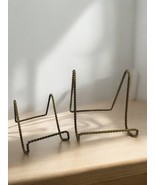 2 Metal Twisted Frame Display Easel Picture / Plate Holder Gold / Brass ... - $24.75