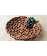Vintage Portugese Ceramic Woven Basket With Grape Design Decorative Bowl - $1,340.95 MXN