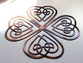 Celtic Shamrock Metal Wall Art Decor 12&quot; x 11&quot; Copper and Bronzed Plated - £28.93 GBP