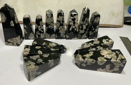 Black Obsidian snowflake Obelisk towers statue points Crystals Small 13Pcs lot - £71.05 GBP