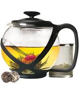 Primula, Black Tempo Glass Teapot with 2 Flowering Teas, 40 oz, 40 Ounces - $506.18 MXN