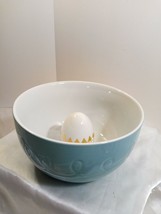 Threshold Stoneware Teal Bowl with Gold Accented Egg in the Center - $14.85