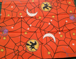 Fabric Red Rooster Halloween Sampler Black Witch Yellow Moon Spider $1.25 - $1.25