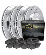 Hart Brakes For Hyundai Kia Front Rear Drilled Slotted Rotors w Ceramic ... - $242.97
