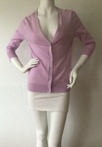 GAP 3/4 Sleeve Button Down 100% Cotton Knit V-Neck Cardigan, Lilac Wine (Size S) - £11.95 GBP