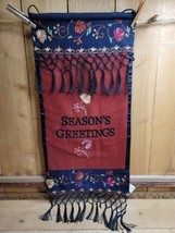 Seasons Greetings 12x29 Wool Embroidered Banner by Traditions of MW Cann... - £31.84 GBP