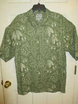 COLUMBIA Men&#39;s Shirt Size M Green Leaves Button Down Short Sleeve Hawaiian - £14.89 GBP