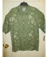COLUMBIA Men&#39;s Shirt Size M Green Leaves Button Down Short Sleeve Hawaiian - £14.78 GBP