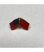 China &amp; US Crossed Double Flag Lapel Pins Chinese American Friendship Pi... - £9.49 GBP