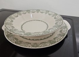 Vintage Ceramic Bowl And Serve Plate Royal China Dish UnderglazeGreen Wh... - £19.34 GBP