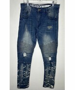 Reason New York Men’s Distressed Denim Paint Platter Denim Jeans Size 34X30 - $34.99