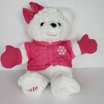 Dan Dee 2016 Plush Teddy Bear White Pink Winter Vest Gloves Stuffed Anim... - $18.59