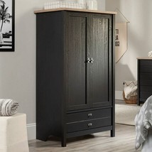 Bedroom Armoire Cabinet with Bottom Storage Drawer in Black Oak Wood Finish - $14,693.92 MXN