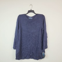 Karen Scott Womens Plus 0X Intrepid Blue Curved Hem Tunic Sweater NWT CP78 - £19.55 GBP