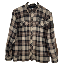 Harley Davidson Logo Mens Size L Elbow Patches Lined Plaid Flannel Shirt... - $42.74