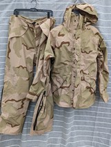 Vintage  ECWC US MILITARY Parka Jacket &amp; Pants Desert Gore Tex Camouflage Medium - £279.77 GBP
