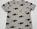 L) H&amp;M Basic Cotton Kids Gray All Over Shark Print T-Shirt 4-6Y - $5.93