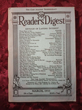 Readers Digest March 1933 Helen Keller Anna Pavlova Hendrik Willem Van Loon - £8.55 GBP
