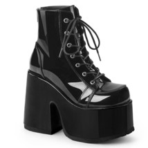 DEMONIA Goth Punk Gogo 5&quot; Chunky Heel Platform Black Patent Lace Up Ankle Boots - £82.27 GBP