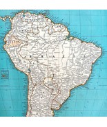 South America Continent 1935 Map Argentina Brazil Chile 14 x 11&quot; LGAD99 - €43,57 EUR