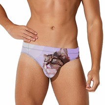 Mondxflaur Cute Cat Swim Briefs Sexy Swimming Trunks Quick Dry Soft Athletic - £15.97 GBP