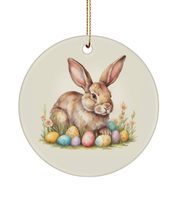 Spring Bunny Ornament, Rabbit Ornament Gift, Vintage Farmhouse Easter Decor, Cot - £10.11 GBP