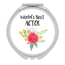 World&#39;s Best Actor : Gift Compact Mirror Work Job Cute Flower Christmas Birthday - £10.21 GBP