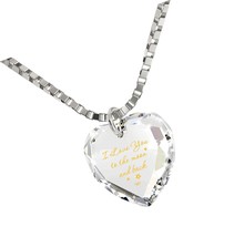 Tiny Crystal Heart Necklace with I Love You to The Moon and - £284.75 GBP