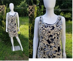 Vintage 80s NITE Line Dynasty Beaded embellished dress art deco inspired... - $57.42