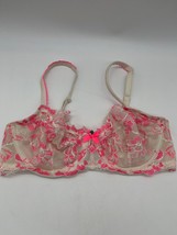 Body by Victoria Unlined Demi Bra Womens 34D Pink Lace Floral Adjustable Straps - £8.22 GBP