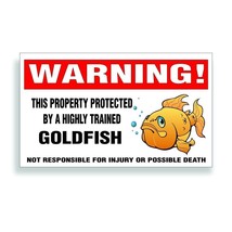 Warning DECAL trained GOLDFISH fantail for pet pond aquarium fish tank sticker - £7.93 GBP