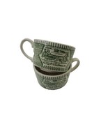 Vintage GREEN Coffee Tea Cup Horse and Carriage Made in USA - £12.43 GBP