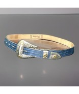 Women Belt Nickel Silver  Hardware Blue Leather Belt Western Size 26 Vin... - $27.99