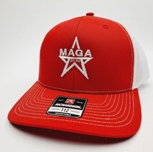 MAGA Trump Richardson 112 Trucker Cap Hat Mesh Snapback  Embroidered Red - £22.15 GBP