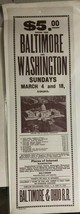 BALTIMORE &amp; OHIO RAILROAD March 1928 5&quot; x 18&quot; broadsheet with Sunday sch... - £19.46 GBP