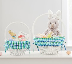 Pottery Barn Plaid Nantucket Easter Small Basket Liner Monogramed COLIN - £7.24 GBP