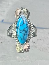 Black Hills Gold Ring long turquoise leaves band size 7.50 sterling silv... - $3,477.08 MXN