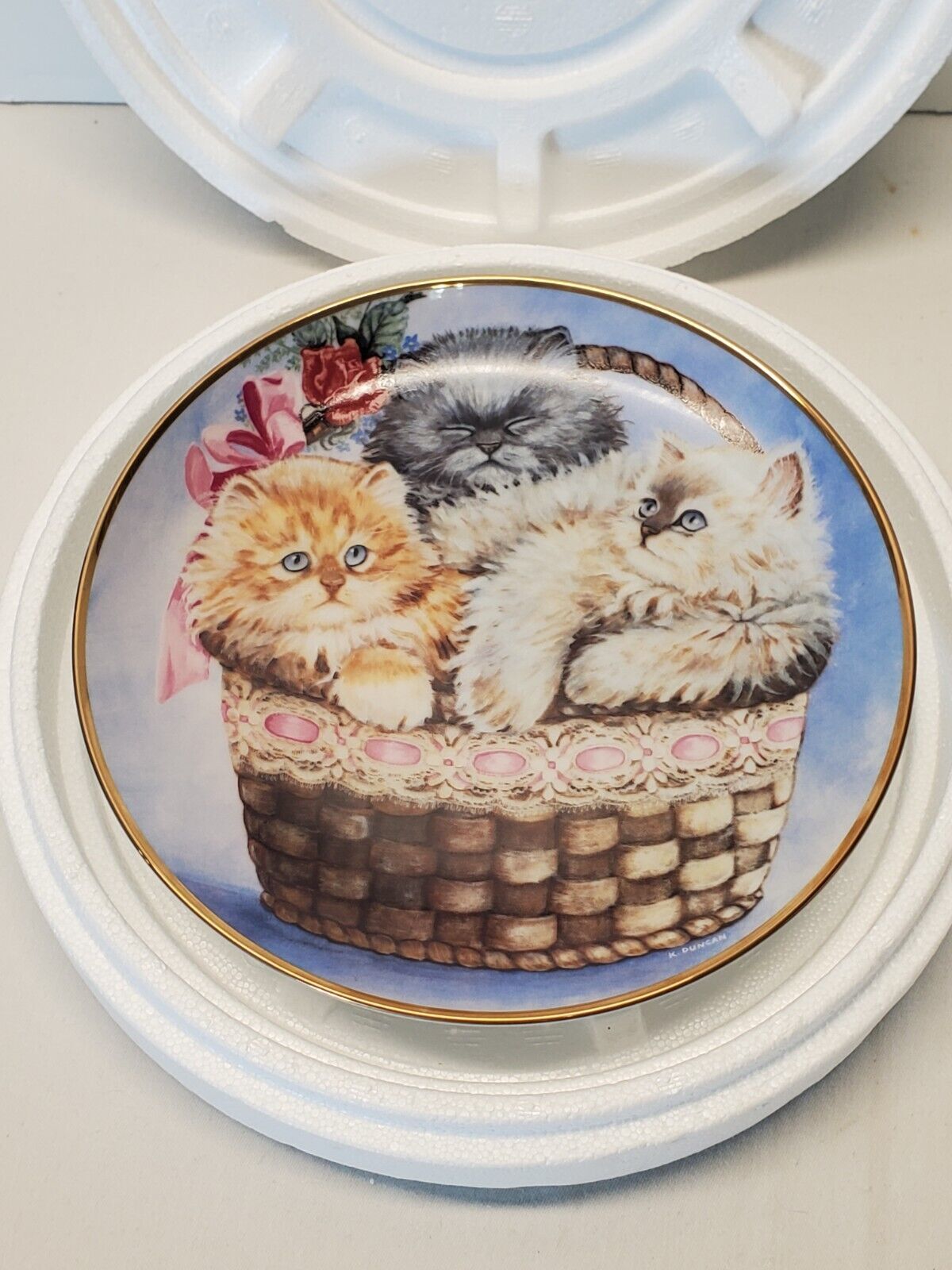Primary image for Cat Collector Plate "Three Little Kittens" Franklin Mint Heirloom By K. Duncan