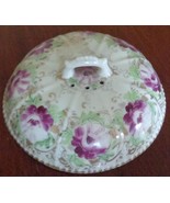 Beautiful Antique Porcelain Hand-Painted Lid – BEAUTIFUL FLORAL DESIGN –... - $27.15 CAD