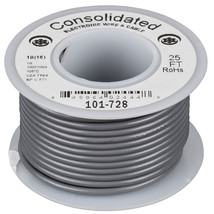 Consolidated Stranded 18 AWG Hook-Up Wire 25 ft. Gray UL Rat - £10.00 GBP