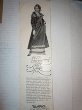 Vintage Feel Cherished &amp; Cared for Tampax Print Magazine Advertisement 1966 - £3.84 GBP