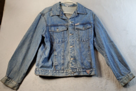 Vintage GUESS Jacket Mens Size Medium Blue Denim 100% Cotton Collar Button RARE - £34.69 GBP