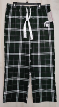 Nwt Womens Michigan State Spartans Dark Green Plaid Flannel Pajama Pant Size Xl - £21.93 GBP