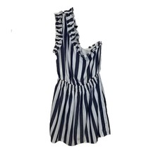 Entro Blue Mini Dress Women&#39;s Size L One Shoulder Ruffled Striped NEW - $16.00