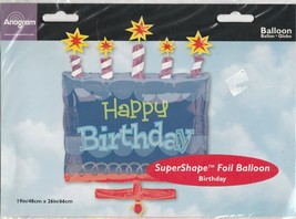 &quot;Happy Birthday Cake/Candles&quot;  19&quot; x 26&quot; by Anagram SuperShape Foil Balloon - £7.91 GBP