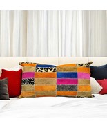 Patchwork Goat Leather Pillow Cover: Boho Western Animal Print Cushion 2... - $3,638.35 MXN