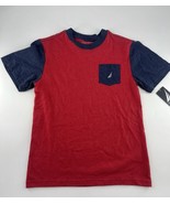 Nautica Boys&#39; Crew Neck Solid Shirt Blue Red Size Medium 10/12 Short Sle... - $15.67 CAD