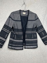 Loft Frayed Tweed Aztec Open Blazer Jacket Womens M Navy Midwestern Tribal Boho - $38.88