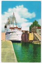 Ontario Postcard Sault Ste Marie Great Lakes Cruise Steamer Canadian Locks - £1.69 GBP